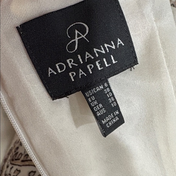 Adrianna Papell White Lace black embroidered sides Midi sheath Dress  V neck 6 - Picture 10 of 16